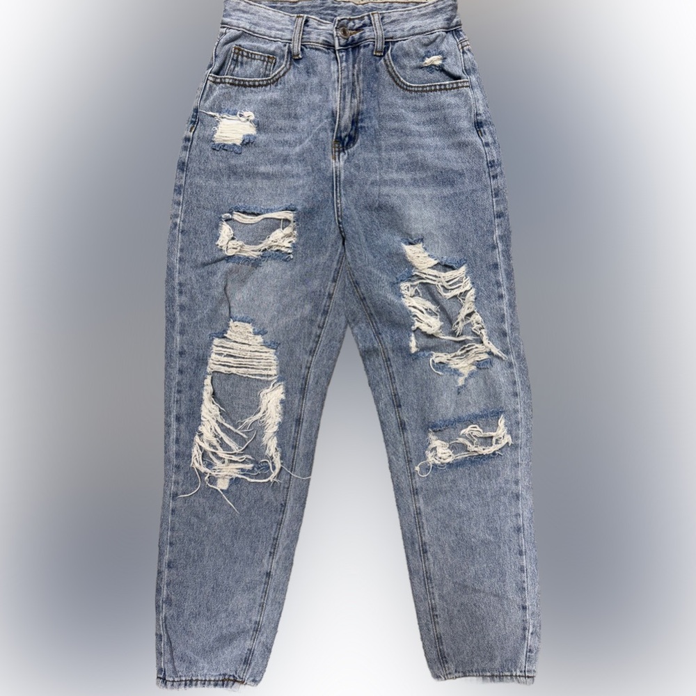 SHEIN Women’s  Distressed Light Blue Jeans